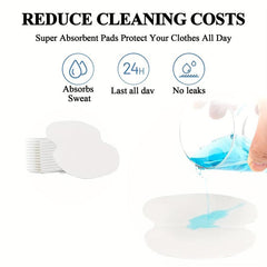 100 Pcs Underarm Sweat Pads for Women & Men - Disposable, Cotton, Extra Adhesive