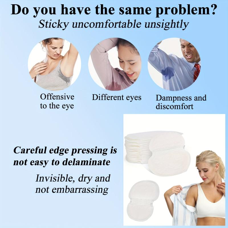 100 Pcs Underarm Sweat Pads for Women & Men - Disposable, Cotton, Extra Adhesive