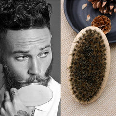 2pcs Boar Bristle Beard Brush Hair Comb Set Gift Bag