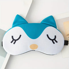 Cartoon Animal Sleep Eye Mask for Travel, Nap - Black
