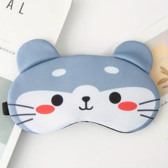 Cartoon Animal Sleep Eye Mask for Travel, Nap - Black