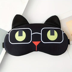 Cartoon Animal Sleep Eye Mask for Travel, Nap - Black