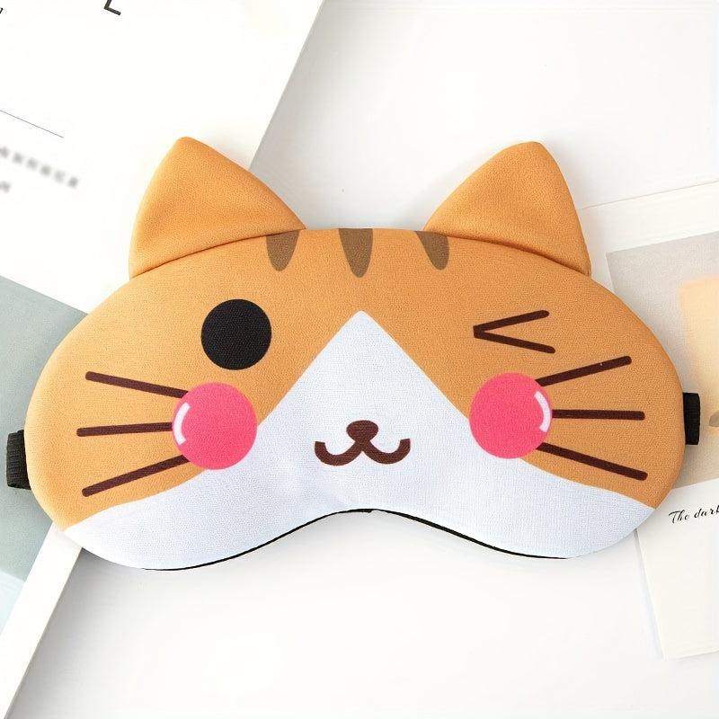 Cartoon Animal Sleep Eye Mask for Travel, Nap - Black