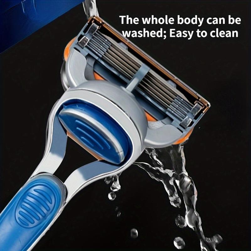 Men's Manual Razor Set 5 Layer Blades 1 Handle 4 Blades Classic Safety Razor