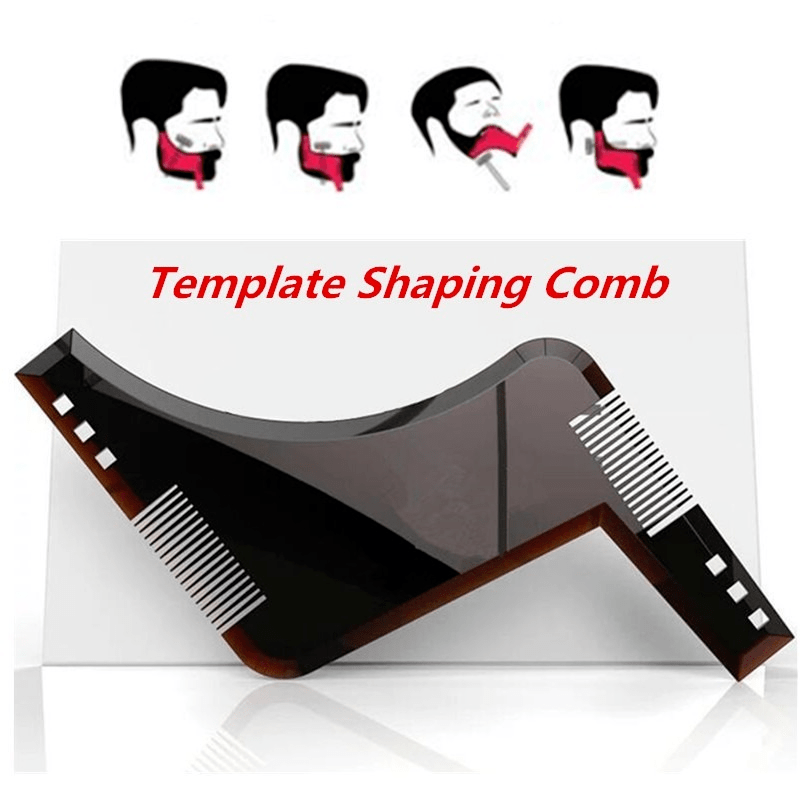 Men's Beard Shaping Tool with Inbuilt Comb Transparent Template Styling Comb