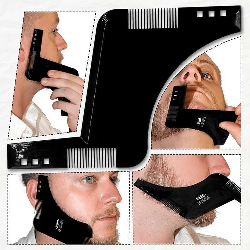 Men's Beard Shaping Tool with Inbuilt Comb Transparent Template Styling Comb