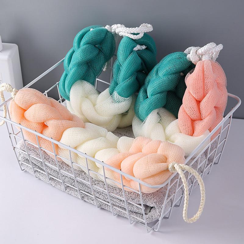 4 Pack Stretch Back Sponge with Rope Handles Bath Scrubber