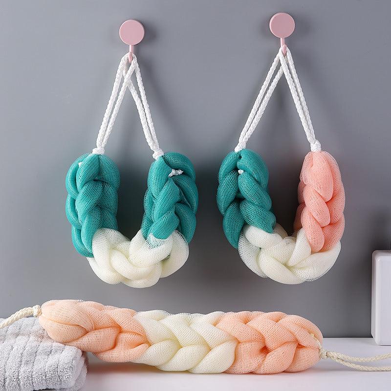 4 Pack Stretch Back Sponge with Rope Handles Bath Scrubber
