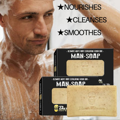 Men's Exfoliating Scrub Bar 3-In-1 Cleanser For Body Face Shaving