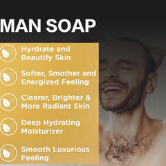 Men's Exfoliating Scrub Bar 3-In-1 Cleanser For Body Face Shaving
