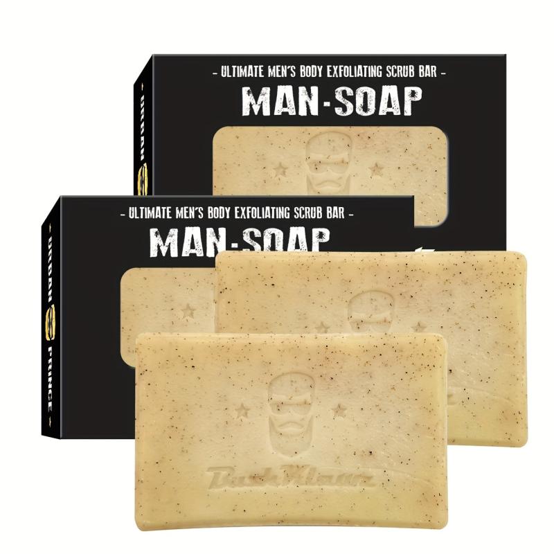 Men's Exfoliating Scrub Bar 3-In-1 Cleanser For Body Face Shaving