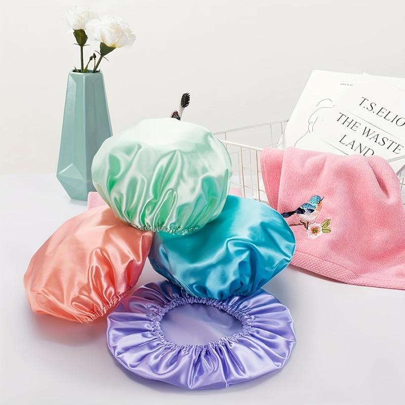 5pcs Double Layer Shower Caps Adjustable Bonnet Waterproof Bath Caps