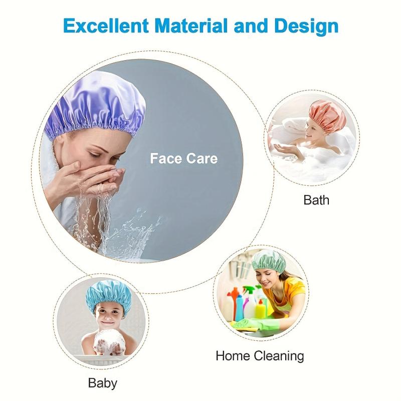 5pcs Double Layer Shower Caps Adjustable Bonnet Waterproof Bath Caps