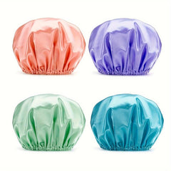 5pcs Double Layer Shower Caps Adjustable Bonnet Waterproof Bath Caps