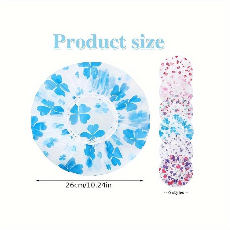 6pcs Cartoon Shower Caps Adjustable Printed Bonnet Waterproof Bath Caps