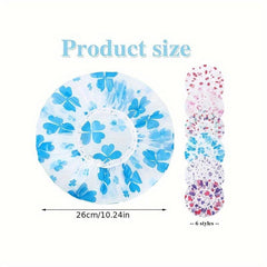 6pcs Cartoon Shower Caps Adjustable Printed Bonnet Waterproof Bath Caps