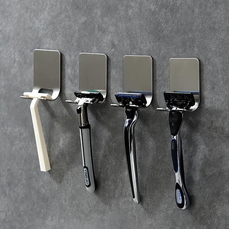 4 Pcs Stainless Steel Razor Holder Wall Hook Shaving Shaver Shelf