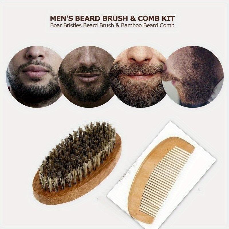 Men's Mustache Brush Wood Comb Shaving Comb Cleaner Brush
