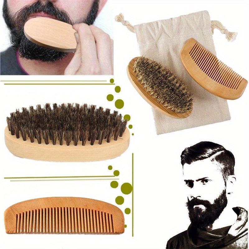 Men's Mustache Brush Wood Comb Shaving Comb Cleaner Brush