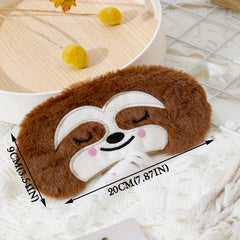 Soft & Portable Coffee Sloth Eye Mask for Travel & Sleep