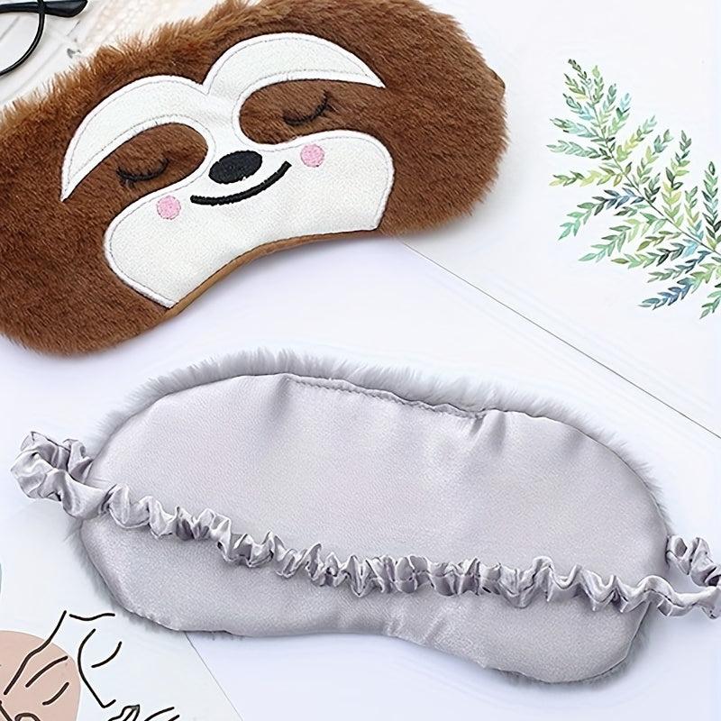 Soft & Portable Coffee Sloth Eye Mask for Travel & Sleep