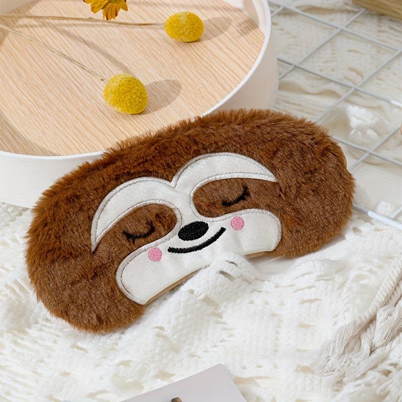 Soft & Portable Coffee Sloth Eye Mask for Travel & Sleep
