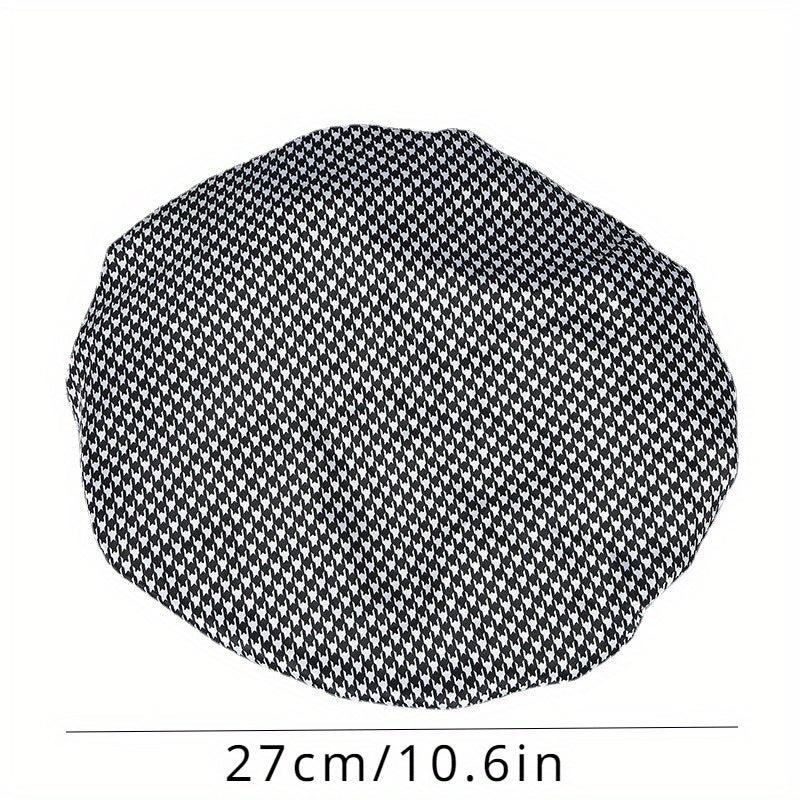 1pc Checkered Shower Caps Adjustable Waterproof Bath Caps