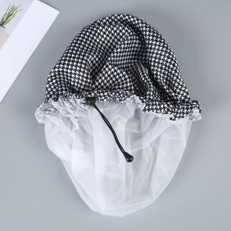 1pc Checkered Shower Caps Adjustable Waterproof Bath Caps
