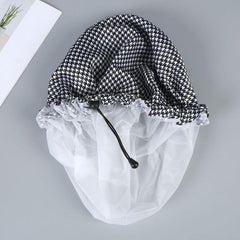 1pc Checkered Shower Caps Adjustable Waterproof Bath Caps