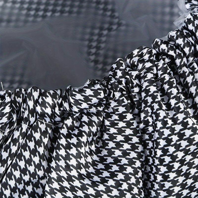 1pc Checkered Shower Caps Adjustable Waterproof Bath Caps