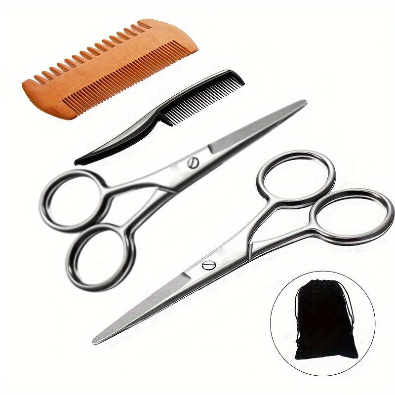 Beard Trimming Scissors Set Stainless Steel Grooming Scissors