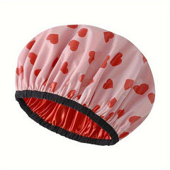 1pc Double Layer Shower Caps Adjustable Printed Bonnet Waterproof