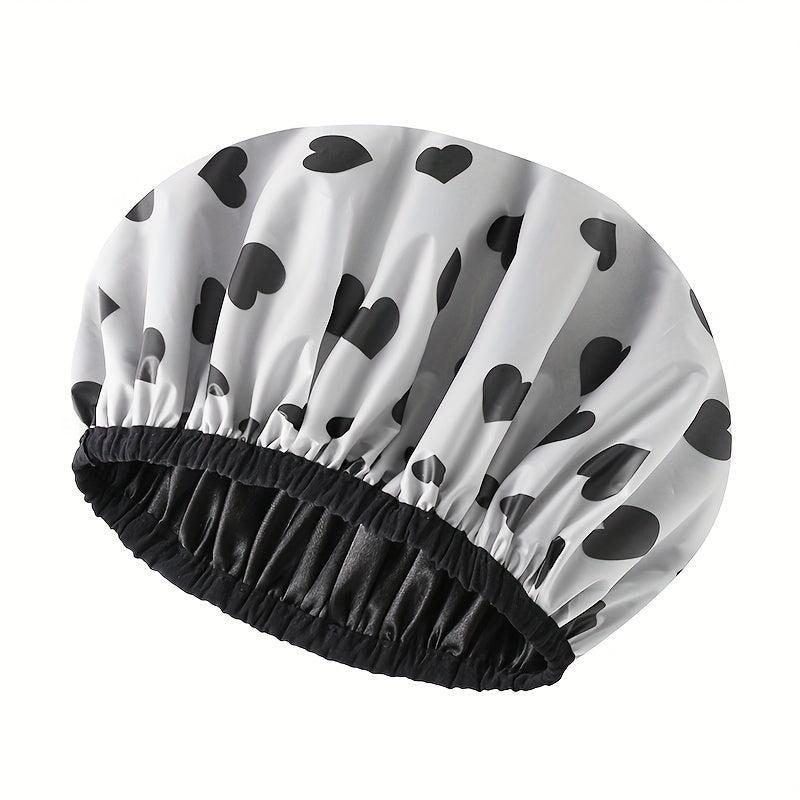 1pc Double Layer Shower Caps Adjustable Printed Bonnet Waterproof