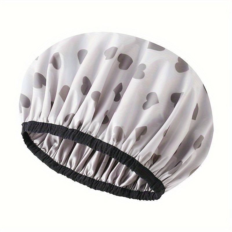 1pc Double Layer Shower Caps Adjustable Printed Bonnet Waterproof