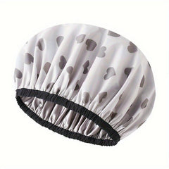 1pc Double Layer Shower Caps Adjustable Printed Bonnet Waterproof