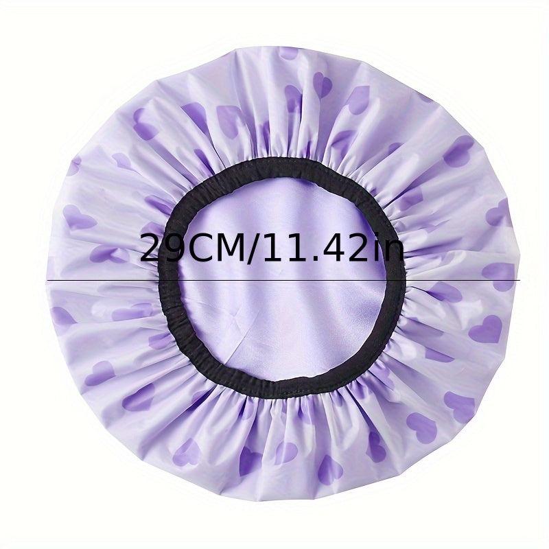 1pc Double Layer Shower Caps Adjustable Printed Bonnet Waterproof