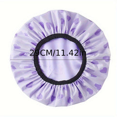 1pc Double Layer Shower Caps Adjustable Printed Bonnet Waterproof