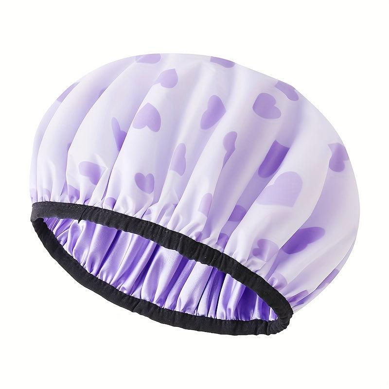 1pc Double Layer Shower Caps Adjustable Printed Bonnet Waterproof