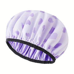 1pc Double Layer Shower Caps Adjustable Printed Bonnet Waterproof