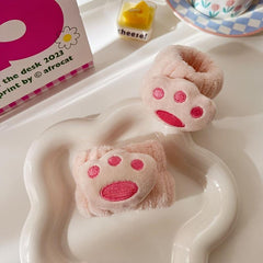 2pcs Cartoon Face Wash Wristband Set Microfiber Towel Band for Makeup