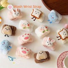 2pcs Cartoon Face Wash Wristband Set Microfiber Towel Band for Makeup