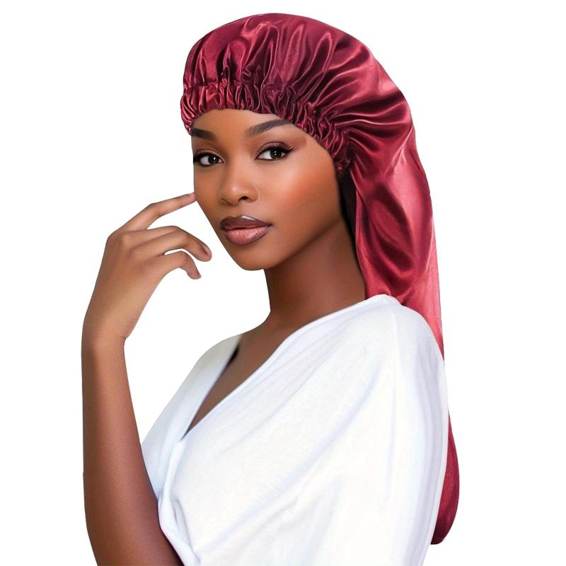 Long Satin Bonnet Silk Hair Bonnet For Sleeping Reusable Cap
