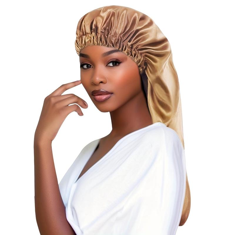 Long Satin Bonnet Silk Hair Bonnet For Sleeping Reusable Cap