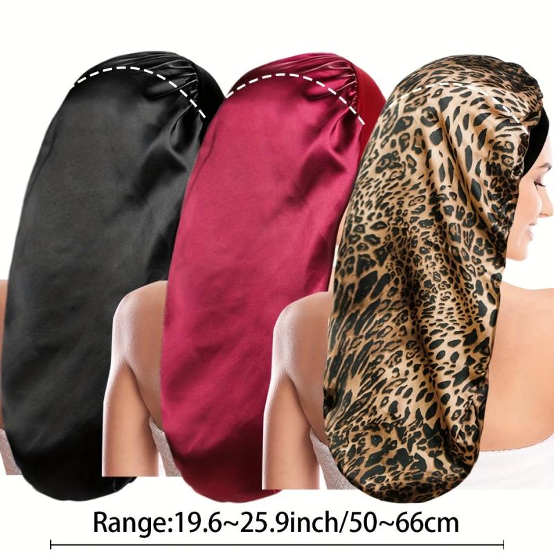 3pcs Long Satin Bonnet Silk Bonnet Hair Bonnet For Sleeping