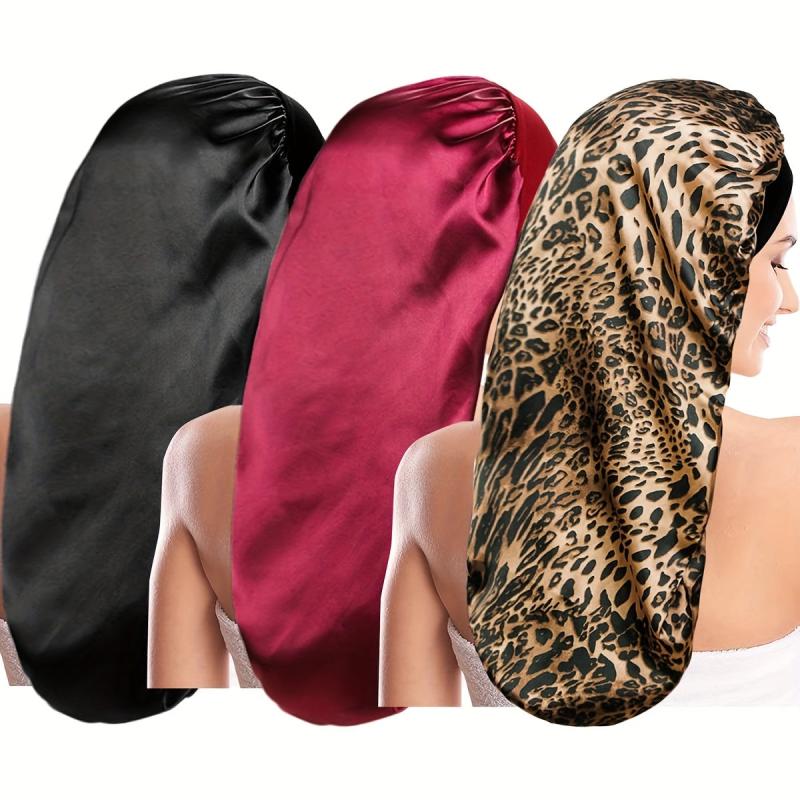 3pcs Long Satin Bonnet Silk Bonnet Hair Bonnet For Sleeping