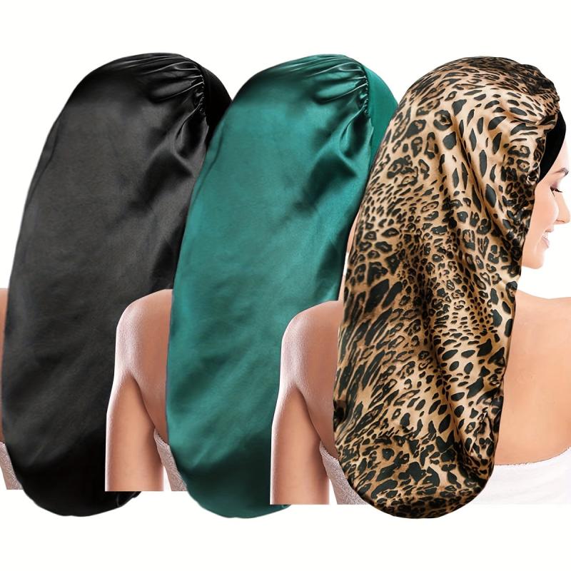 3pcs Long Satin Bonnet Silk Bonnet Hair Bonnet For Sleeping