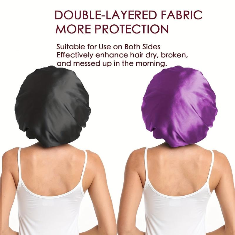 2pcs Satin Bonnet Silk Bonnet Hair Bonnet For Sleeping Reusable