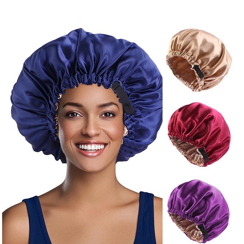 Large Size Double Layer Women Bonnets Head Cap Satin Bonnet Drawstring