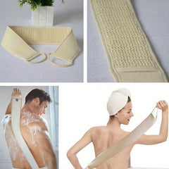 Linen Back Scrubber Towel with Handles for Body Exfoliation