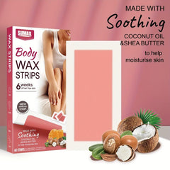 60 Coconut Essence Hair Removal Waxing Strips - Smooth & Effective Wax Paper